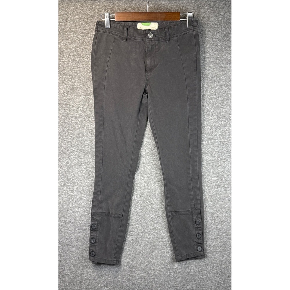 Anthropologie Utility Ancle Skinny Button Cuff Pants‎ Size 26 Charcoal Cropped